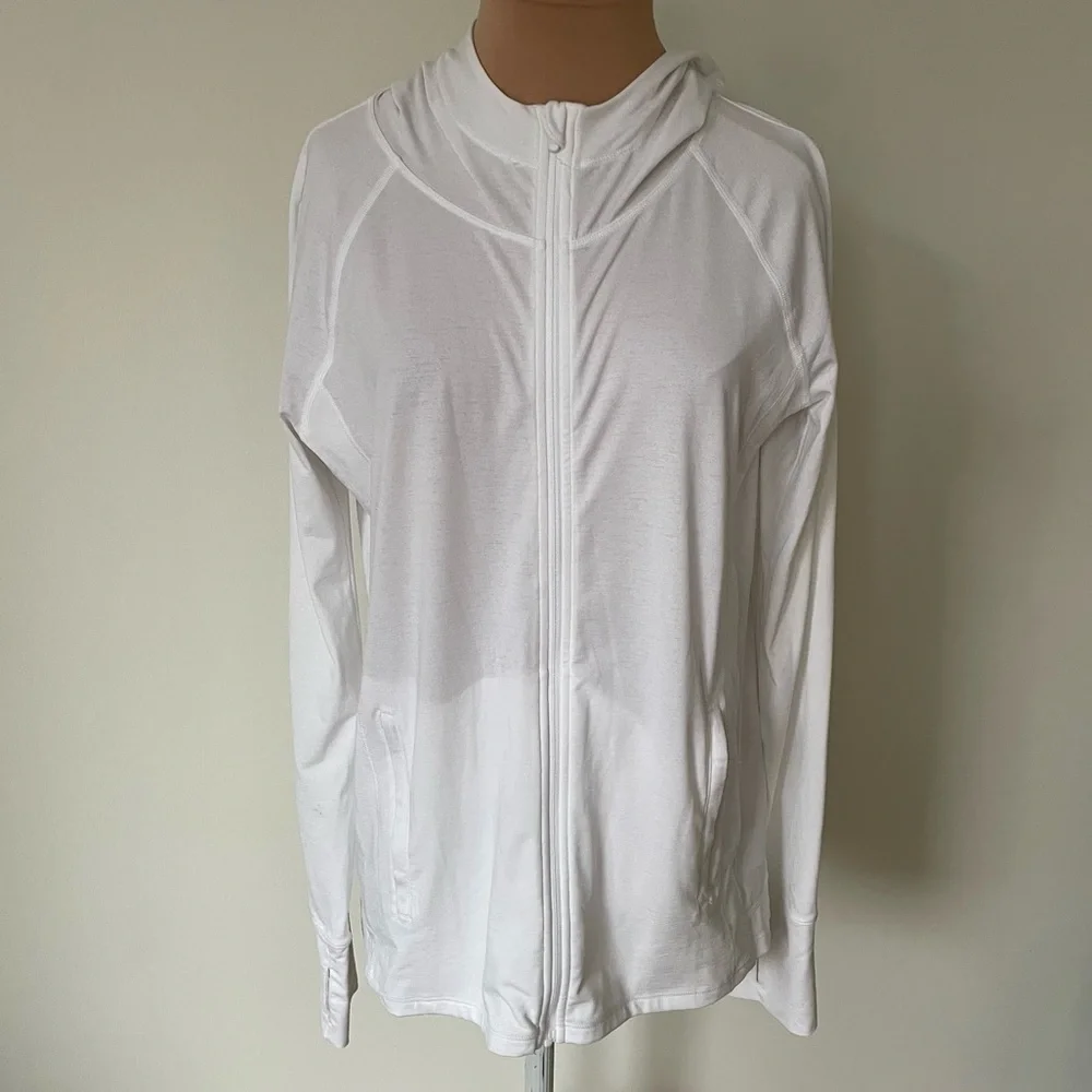 Athleta Pacifica Illume UPF Bright White Zip Up Relaxed Jacket 657489 Size Small